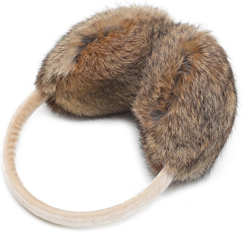 ZLYC Womens Girls Genuine Rabbit Fur Earmuffs Adjustable Ear Warmers - Image 3